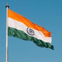 Flag of India on pole, blowing in wind